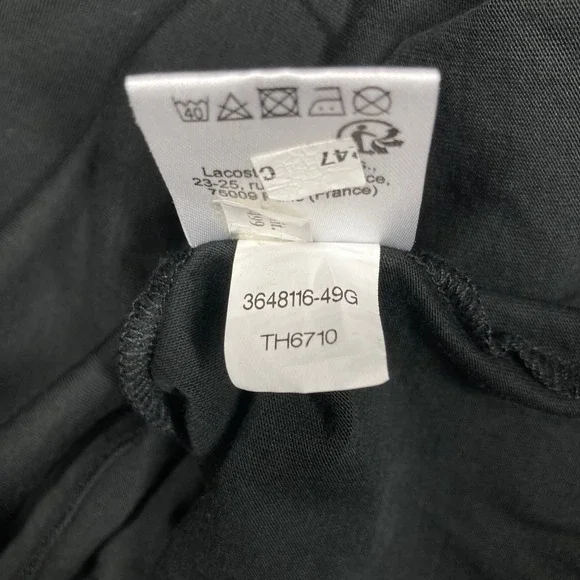 Lacoste V-Neck T-Shirt Womens Large Black 100% Pima Cotton Regular Fit Classic - Picture 7 of 9